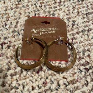 Gold Toned Textured Hoop Earrings